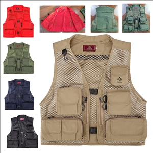 Men's Fishing Vest Utility Lightweight Outdoor Travel Safari Photo Cargo Vest
